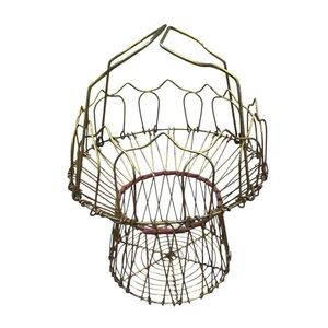 Vintage French Wire Egg Basket Fil de Fer Farmhouse Rustic Foraging